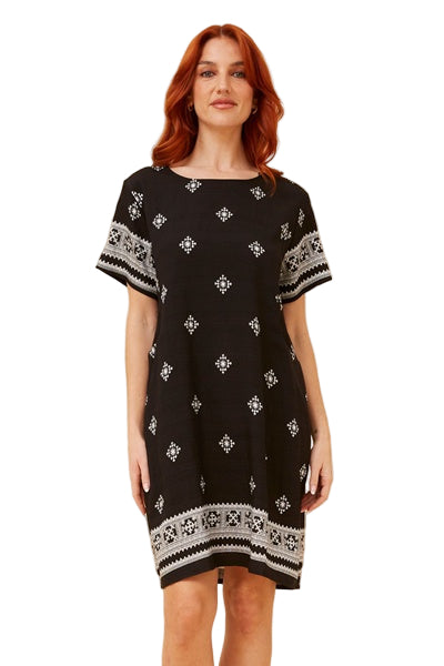 CHARLIE BORDER PRINT SHIFT DRESS