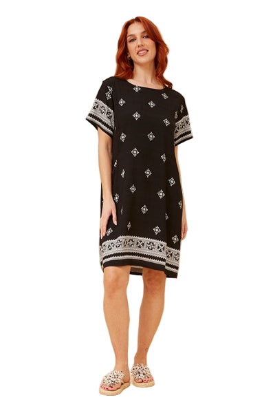 CHARLIE BORDER PRINT SHIFT DRESS