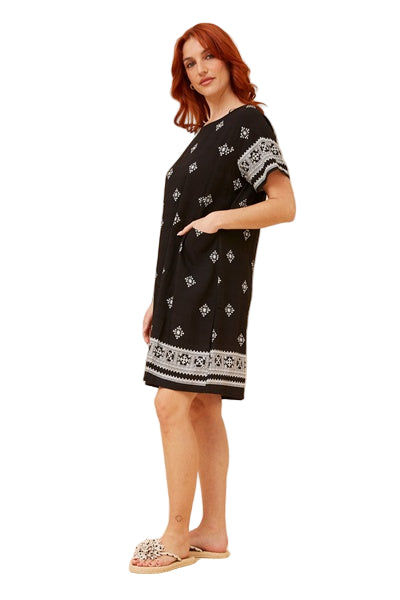 CHARLIE BORDER PRINT SHIFT DRESS