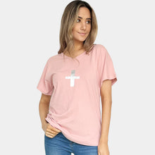 Load image into Gallery viewer, SILVER CROSS PINK TEE
